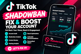 fix tiktok shadowban, low views and tiktok account reach issues