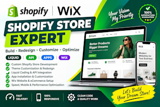 build customizes redesign optimizes your shopify store with liquid API apps wix