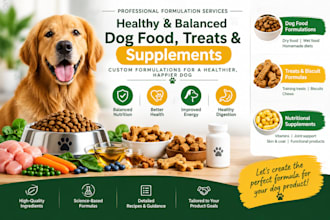 formulate healthy and balanced dog food, treats and supplements