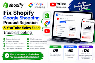 fix shopify google shopping product rejection youtube sales feed troubleshooting