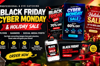 design black friday, cyber monday and holiday sale flyers, banners and posts