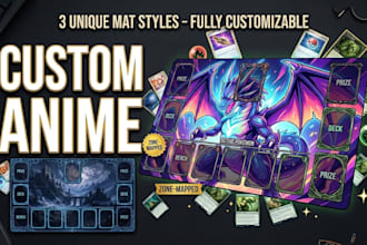 draw custom anime playmats for card game, tcg, game launch, pokemon yugioh
