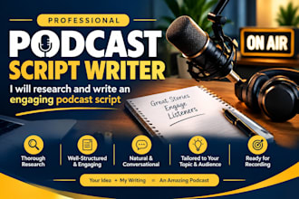 research and write an engaging podcast script