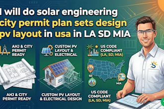 solar engineering city permit plan sets design pv layout in usa la sd mia