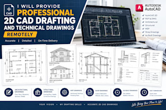 do professional 2d cad drafting, technical drawings remotely