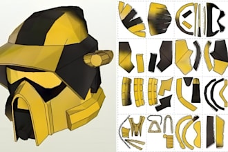 build pepakura cosplay, wearable armor, mask, helmet, 3d papercraft, props