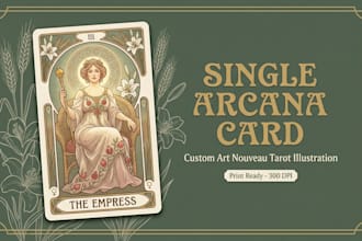 design custom tarot card, oracle deck, and box packaging illustration
