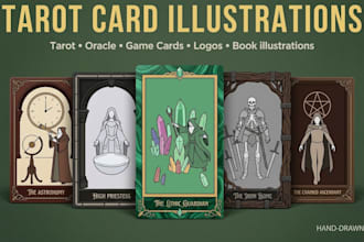 design custom tarot, uno card, oracle card deck illustration with box packaging