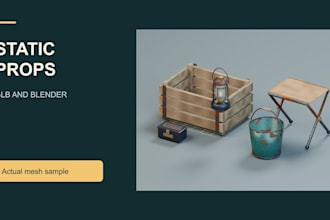 model low poly 3d game props in blender with glb and fbx files