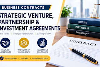 draft strategic venture, partnership agreement and investment business contracts