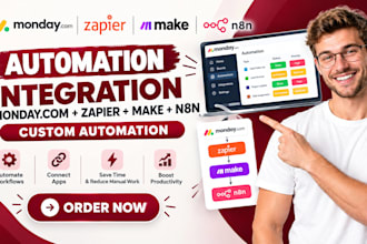 integrate monday com with zapier makecom and n8n for custom automation