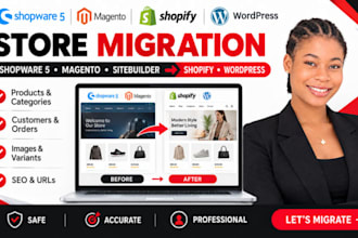 migrate shopware 5 magento sitebuilder to shopify wordpress website migration