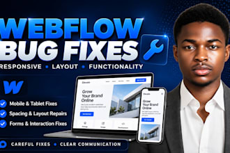 fix webflow bugs, responsive issues, and website layout problems