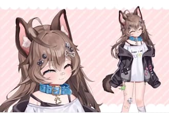 draw and rig live2d vtuber model, 2d vtuber model,  vtuber rigging, vtuber art