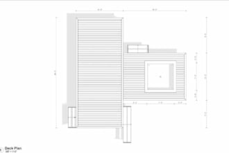 develop building decking frame plans, draw roof deck, stair deck, outdoor deck