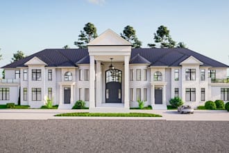 remodel classic house facade, american residential building, frontage makeover