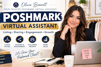 poshmark closet listing  sharing, follower growth and virtual assistant services