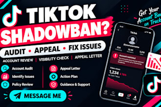 fix and audit tiktok shadowbans appeal letter and fix shadow ban issues