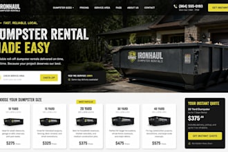build dumpster rental website with instant scheduling, online quotes booking