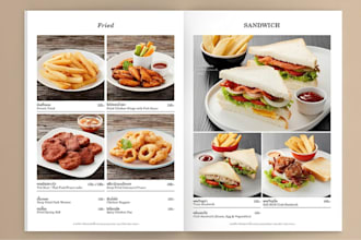 design and write recipes book, cookbook, menu list