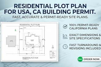 residential plot plan for building permit in usa, ca
