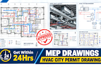 permit ready usa architectural engineering drawing, mep hvac city permit drawing