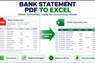convert bank statement PDF to clean excel