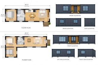 design shipping container homes with 2d floor plans and architectural drawings