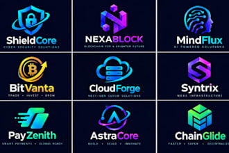 design modern technology crypto cyber security startup website and app logo