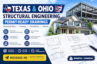 provide texas ohio stamp structural engineering and permit ready drawings