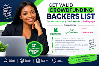 get valid crowdfunding backers list for kickstarter gofundme indiegogo campaign
