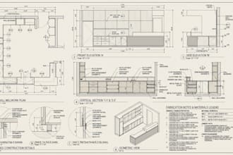 create detailed millwork shop drawings for plans, elevations and sections