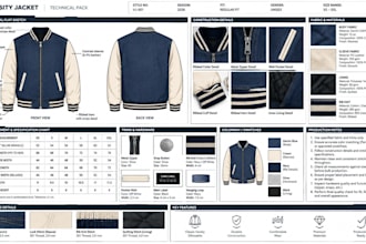 create a denim jacket bomber varsity and outerwear tech pack
