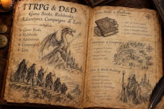edit ttrpg, dnd, rpg game books, rulebooks, adventures, campaigns and lore