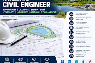 design stormwater drainage, swppp, hydrology, hydraulics and grading plan