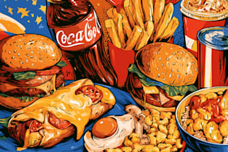 food pop art illustrations