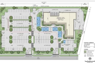 design commercial property plan, parking lot layout and site development