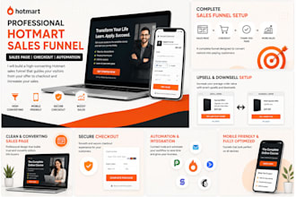 build a professional hotmart sales page and sales funnel