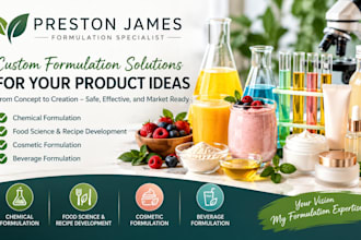 do chemical formulation, food science recipe, cosmetic and beverage formulation