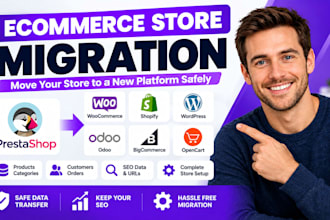migrate prestashop woocommerce shopify wordpress odoo bigcommerce opencart seo