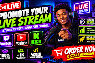 skyrocket your youtube live or twitch stream with organic viewers and engagement