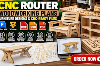 design cnc router woodworking plans, vcarve and fusion 360 furniture dxf files