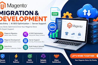 do magento migration website developments data entry ai seo optimization server