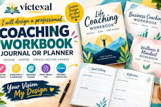 design a professional coaching workbook, journal or planner