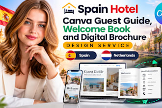 spain hotel canva guest guide welcome book and digital brochure design service