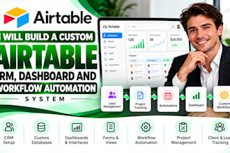 build a custom airtable CRM, dashboard and workflow automation system