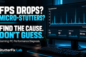 diagnose fps drops, stutters and gaming PC performance issues