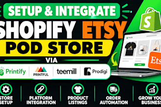setup integrate shopify etsy pod store via teemil  teemil prodigi printify pod
