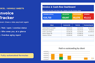 build a custom excel or google sheets dashboard or invoice tracker
