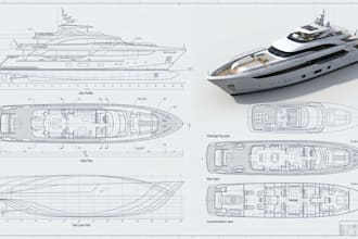 create 3d yacht model, boat design and ga plans as a naval architect